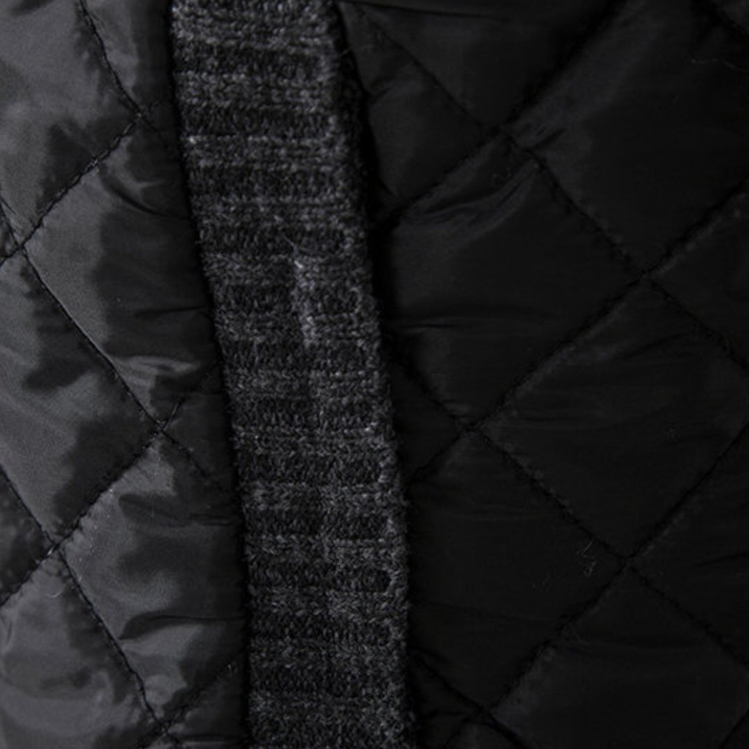 Men's Quilted Jacket with Knitted Sleeves - Warm Casual Outerwear