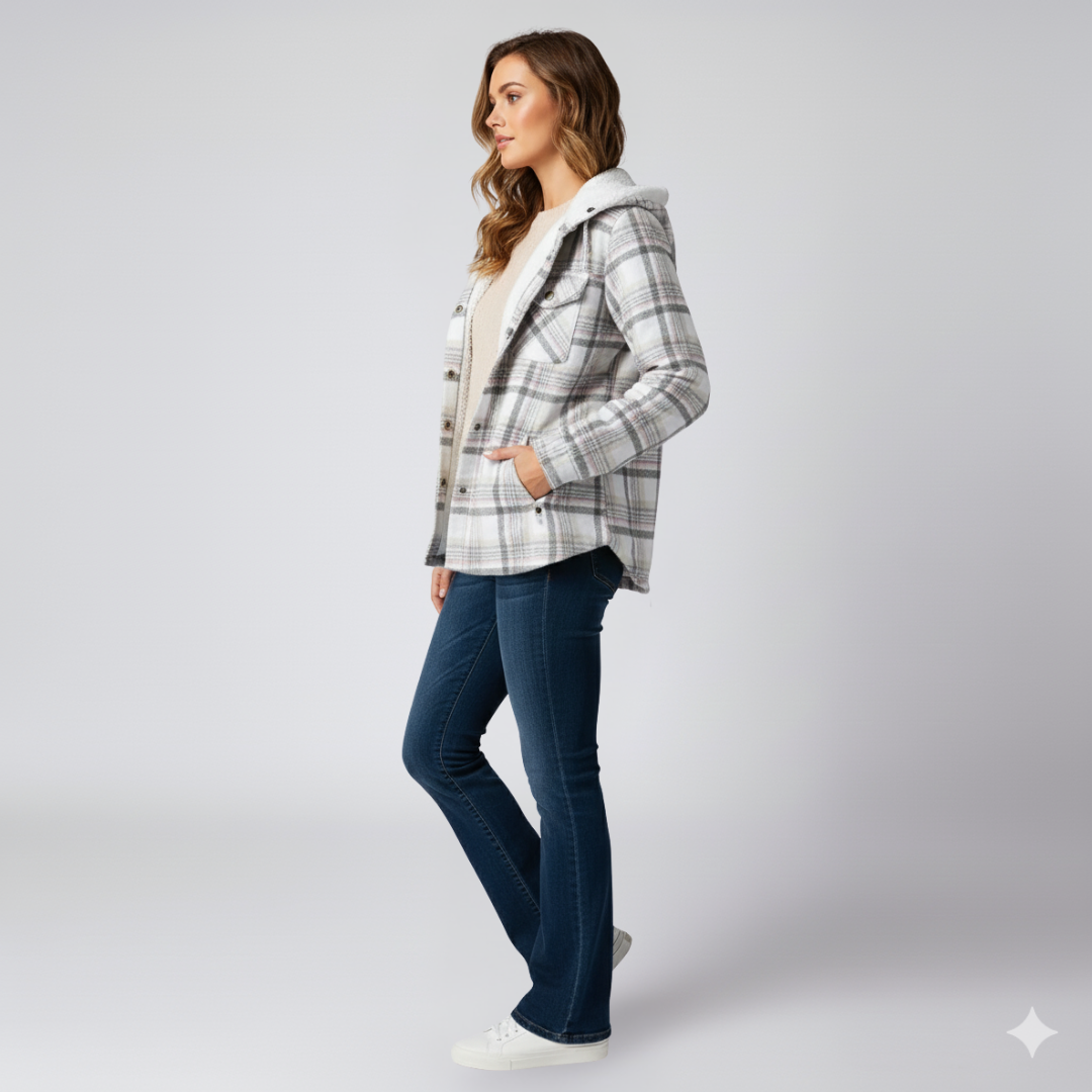 Elizabeth | Autumn Jacket - Hooded Plaid Outerwear for Women