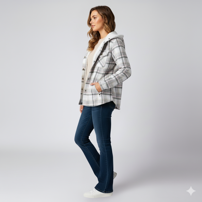 Elizabeth | Autumn Jacket - Hooded Plaid Outerwear for Women