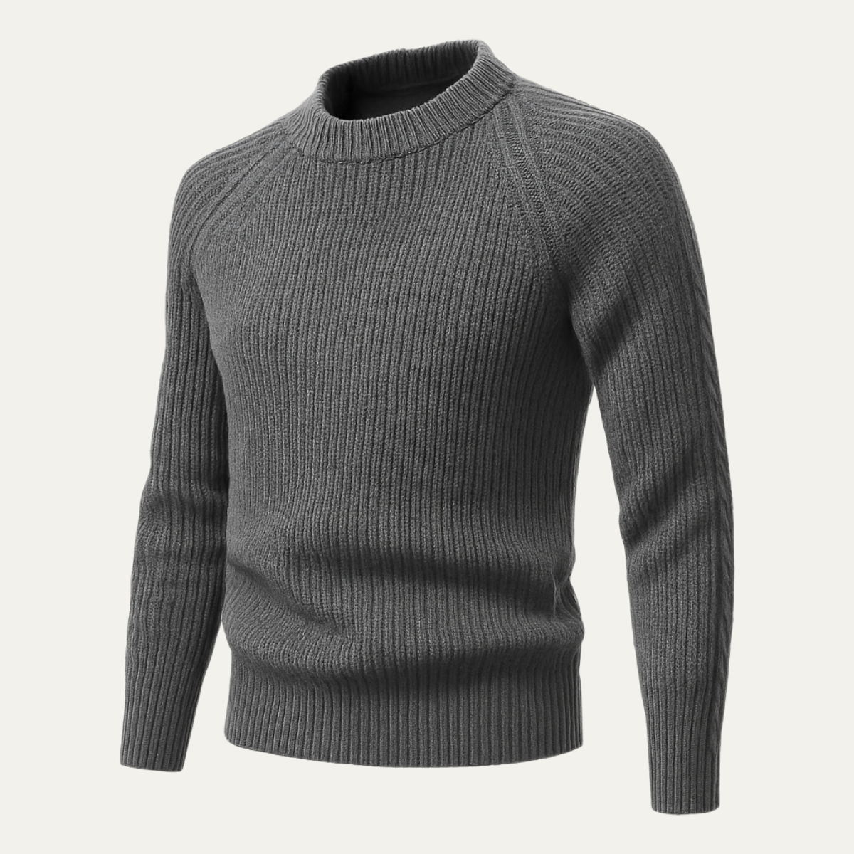 Men’s Raglan Sleeve Wide Ribbed Knit Sweater