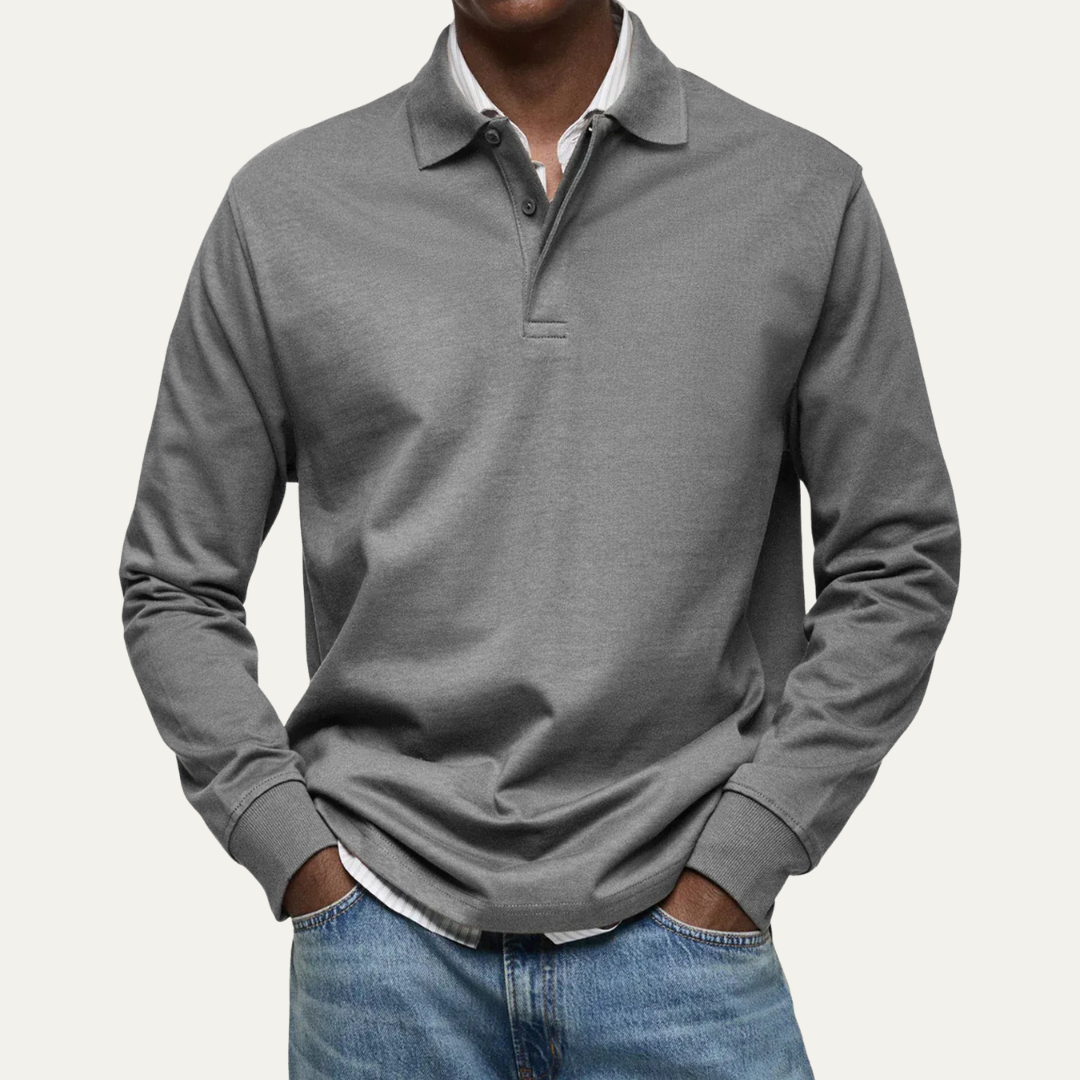 Men’s Long Sleeve Polo in Heavy Jersey Knit
