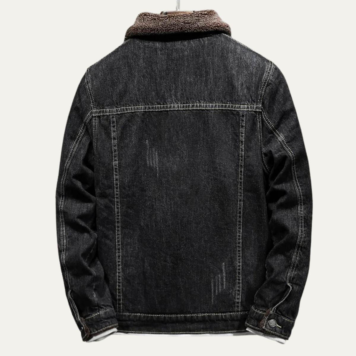 Men’s Winter Shearling Lined Denim Trucker Jacket