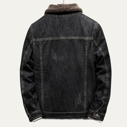Men’s Winter Shearling Lined Denim Trucker Jacket