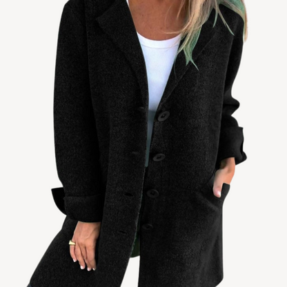Women's Wool Blend Longline Button Front Coat