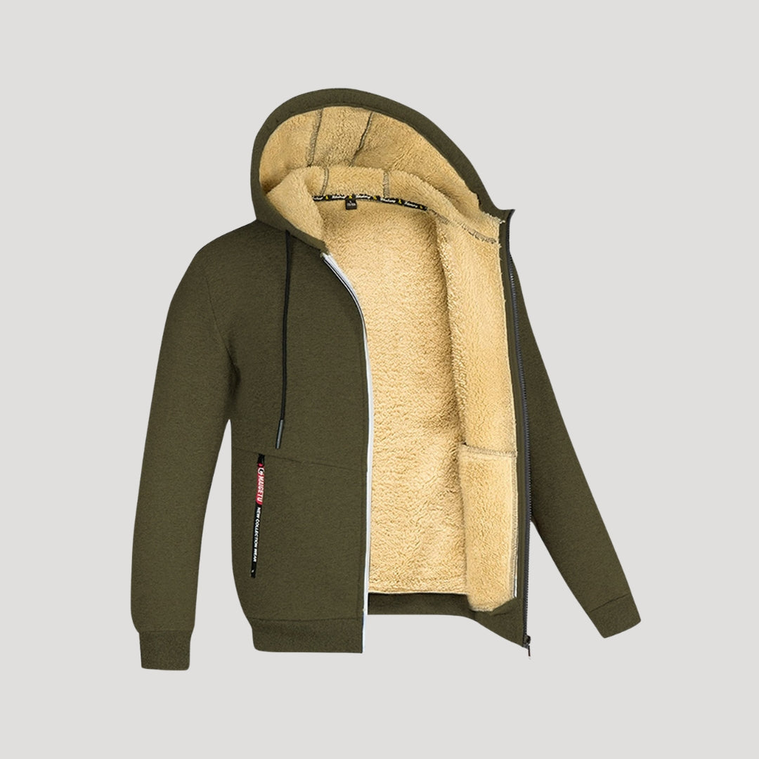 Men's Thick Fleece Lined Zip Up Hoodie - BritishElegance