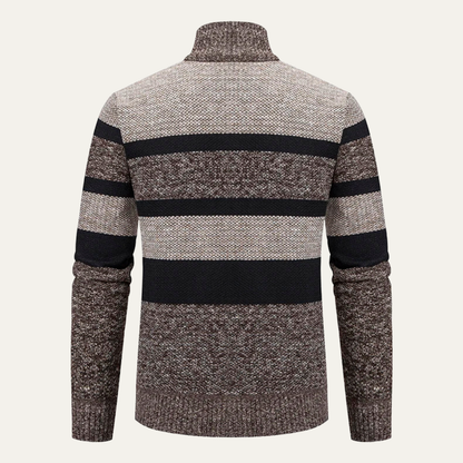 The Desenzano Men’s Knit Winter Striped Zip Cardigan