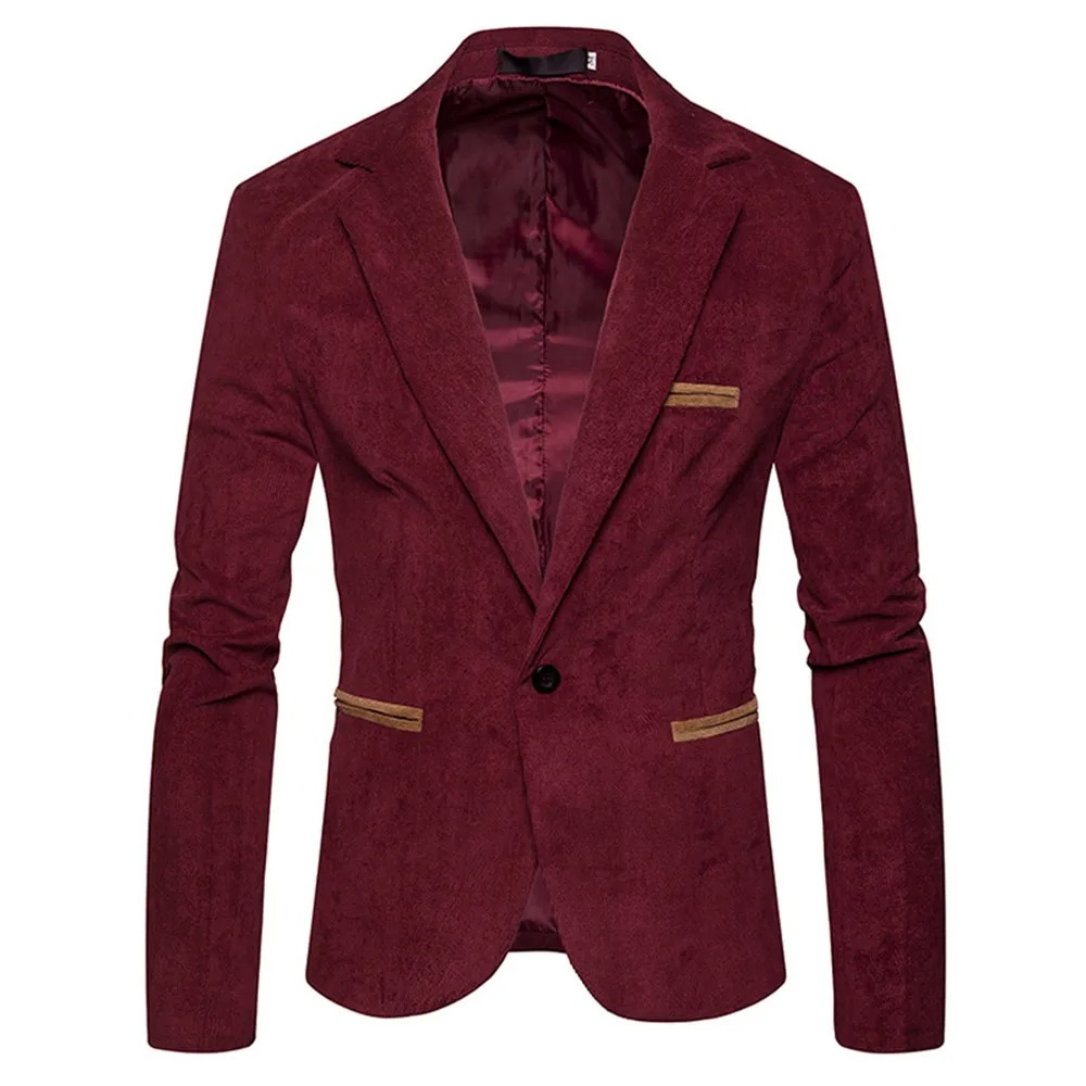 Classic One Button Tailored Corduroy Jacket - BritishElegance