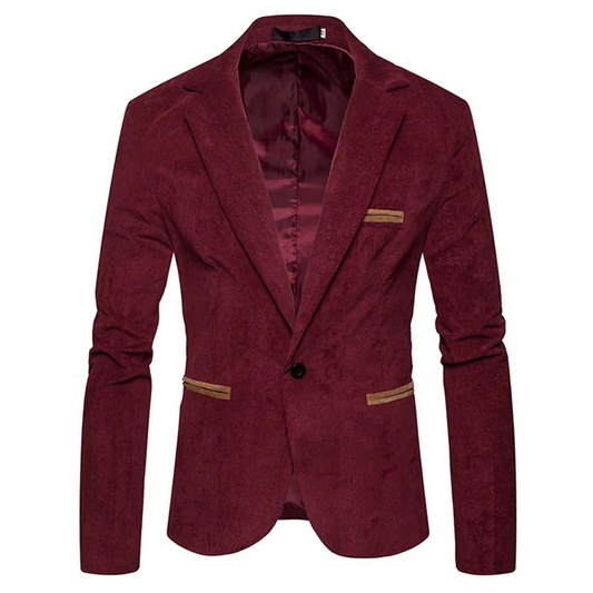 Classic One Button Tailored Corduroy Jacket - BritishElegance