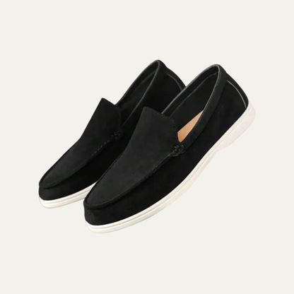 Men’s Suede Driving Moccasins with Metal Keeper Detail