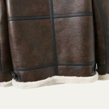 The Cala Luna Men’s Shearling Aviator Winter Jacket with Fleece Lining