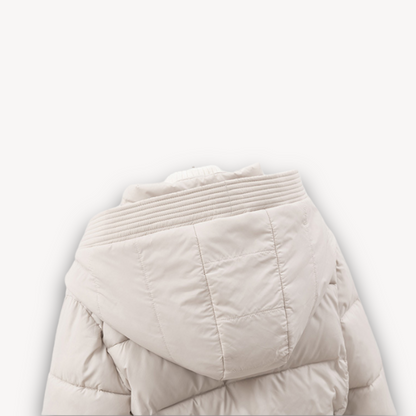Women's Puffer Jacket with Hood and Belt