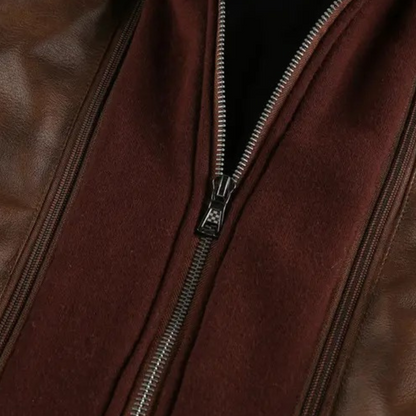 Leather Jacket with Hood for Men