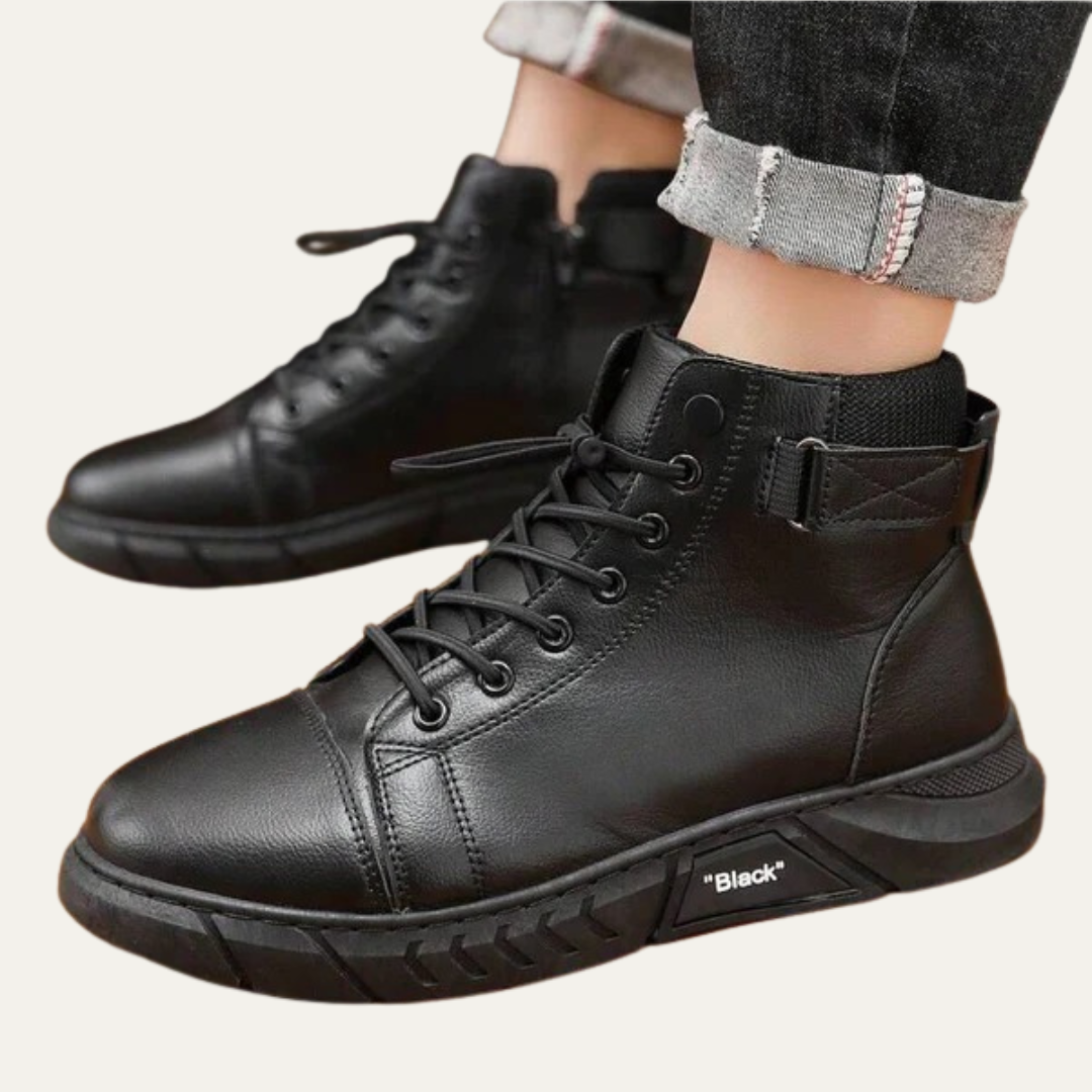 Men’s High Top Sneaker Boot with Strap and Lug Sole