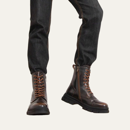 Men’s Cap Toe Combat Boots with Side Zipper