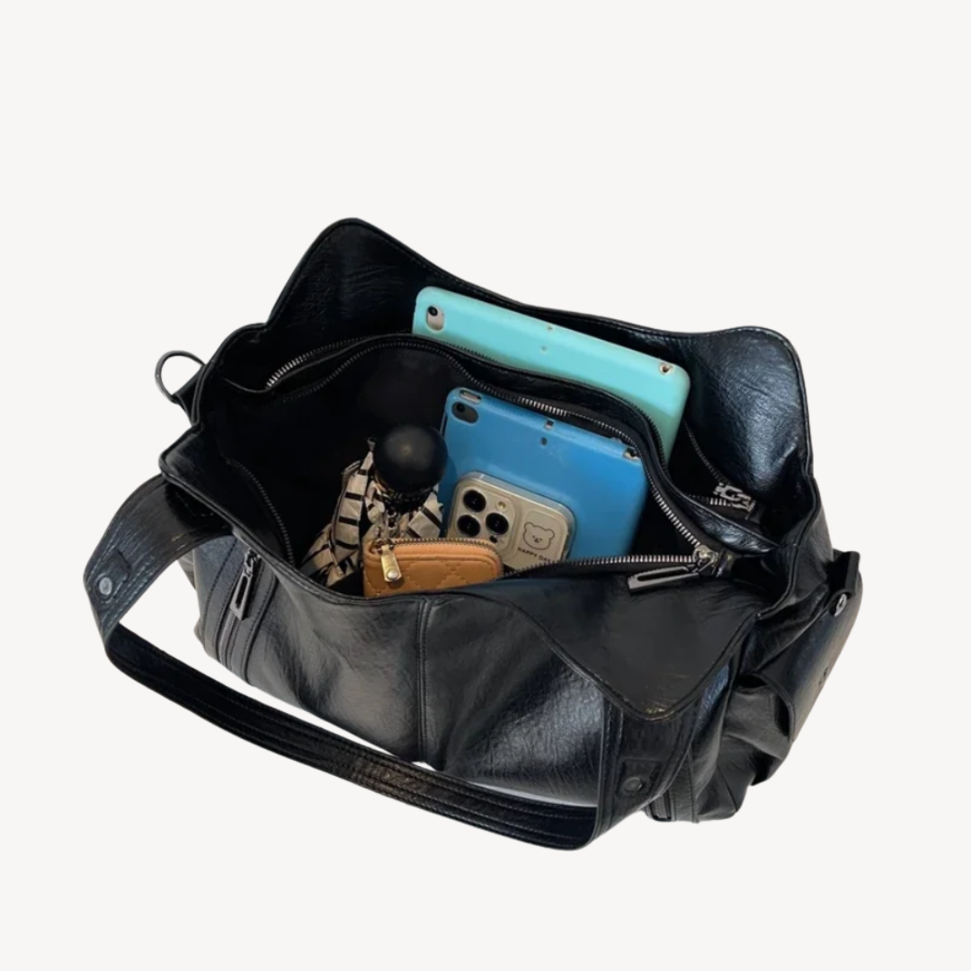 Women's Zippered Shoulder Bag Leather Tote Bag