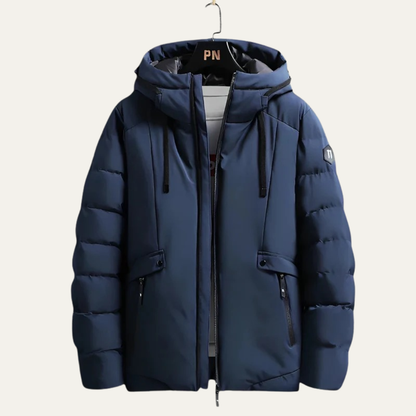 Men’s Hooded Wide Quilt Full Zip Puffer Jacket