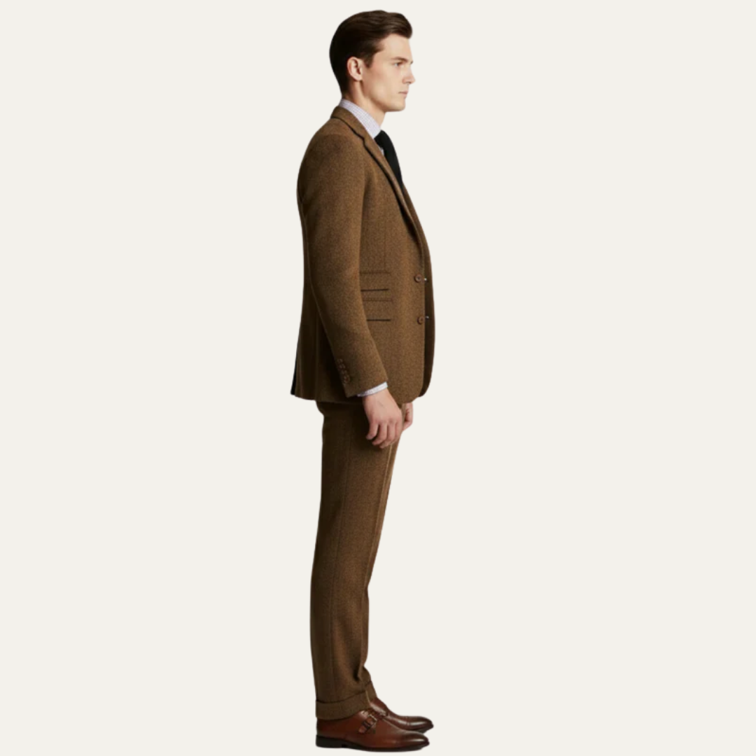 Men’s Textured Tweed Three Piece Suit