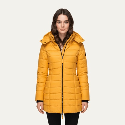 Women’s Fitted Mid-Length Hooded Puffer Coat