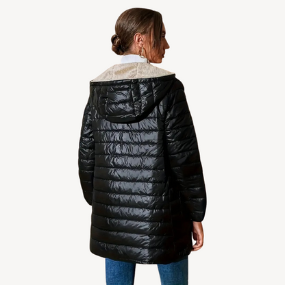 Women’s Faux Fur Lining Quilted Hooded Jacket