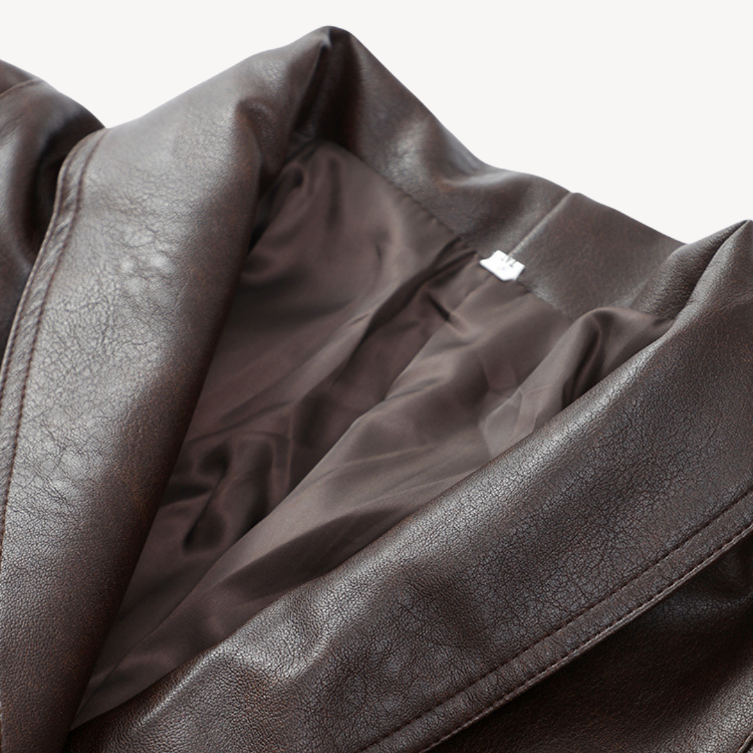 Leather Puffer Blazer Jacket for Women