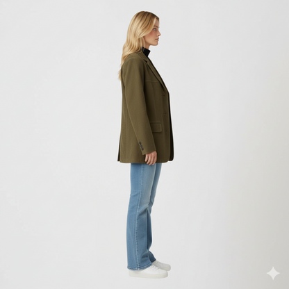 Claudine | Autumn Jacket - Oversized Button-Up Outerwear with Pockets for Women