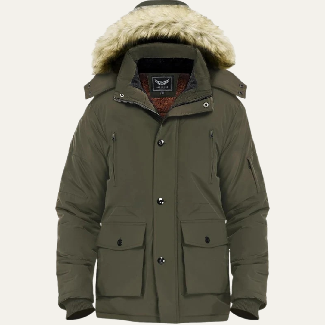 Men’s Mid Length Winter Parka with Detachable Hood