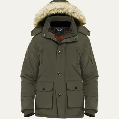 Men’s Mid Length Winter Parka with Detachable Hood