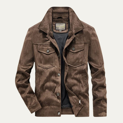 Men’s Textured Suede Trucker Jacket