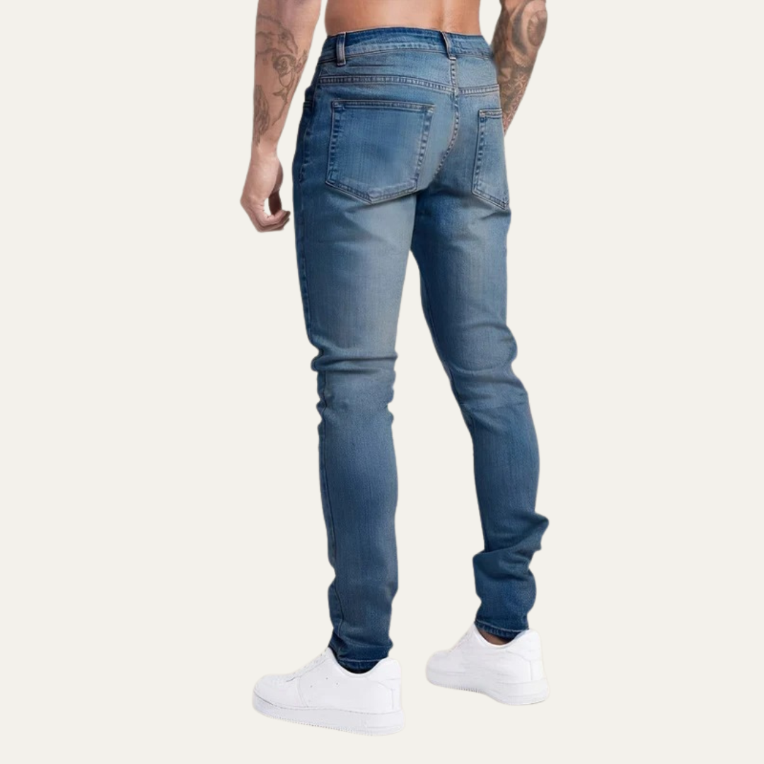 Men’s Distressed Skinny Low Rise Jeans
