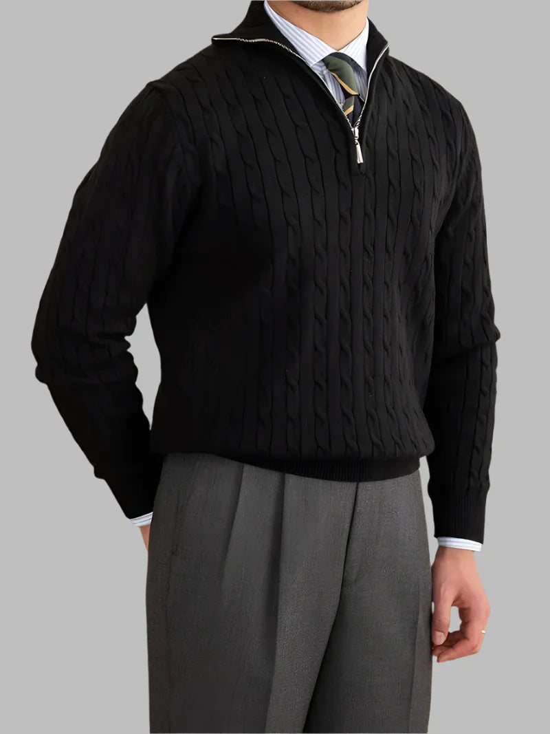 Warm Mens Winter Quarter Zip Sweater