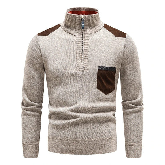 Classic Cable Knit Zip Sweater - BritishElegance
