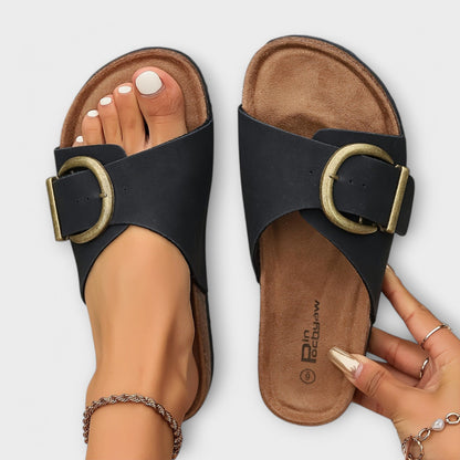 Vera - Women's Cork Sandals With Buckle Fastening