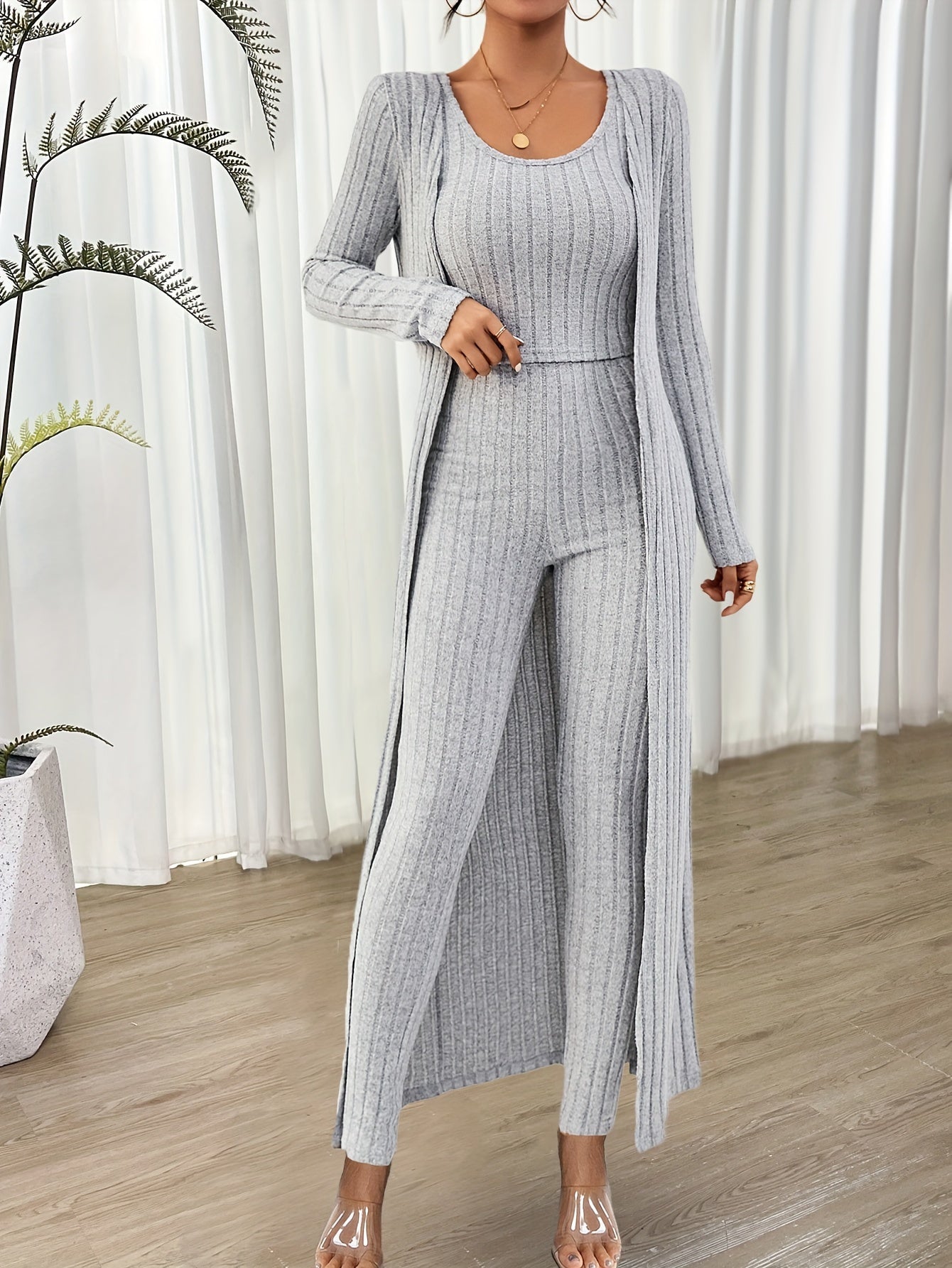 Comfy Women's 2 Piece Crop Top and High Waist Pants Set - BritishElegance