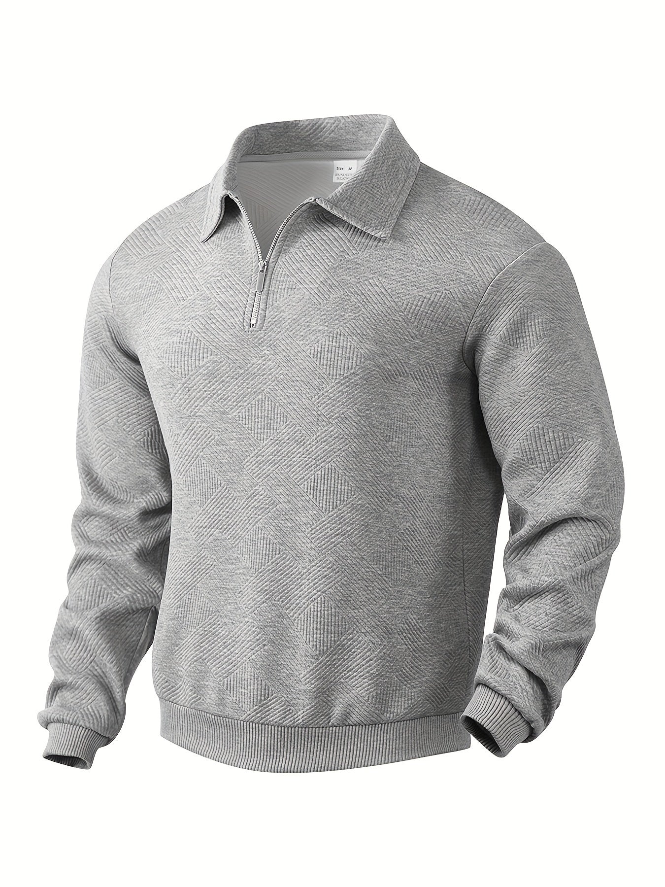 Warm Quarter Zip Sweater with Collar and Winter Pattern
