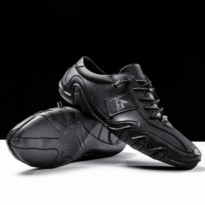 Men’s Lace-Up Casual Shoes with Contrast Stitching and Curved Sole
