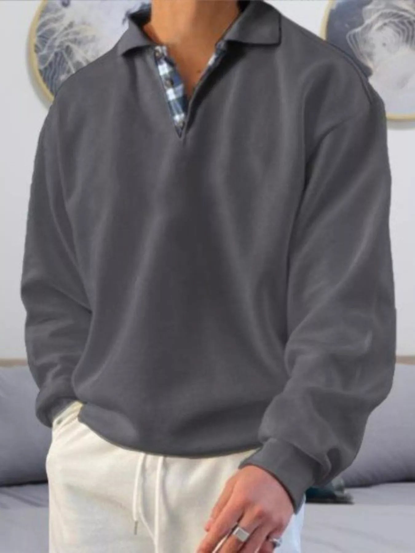 Big Size Mens Classic Long Sleeve Polo Shirt