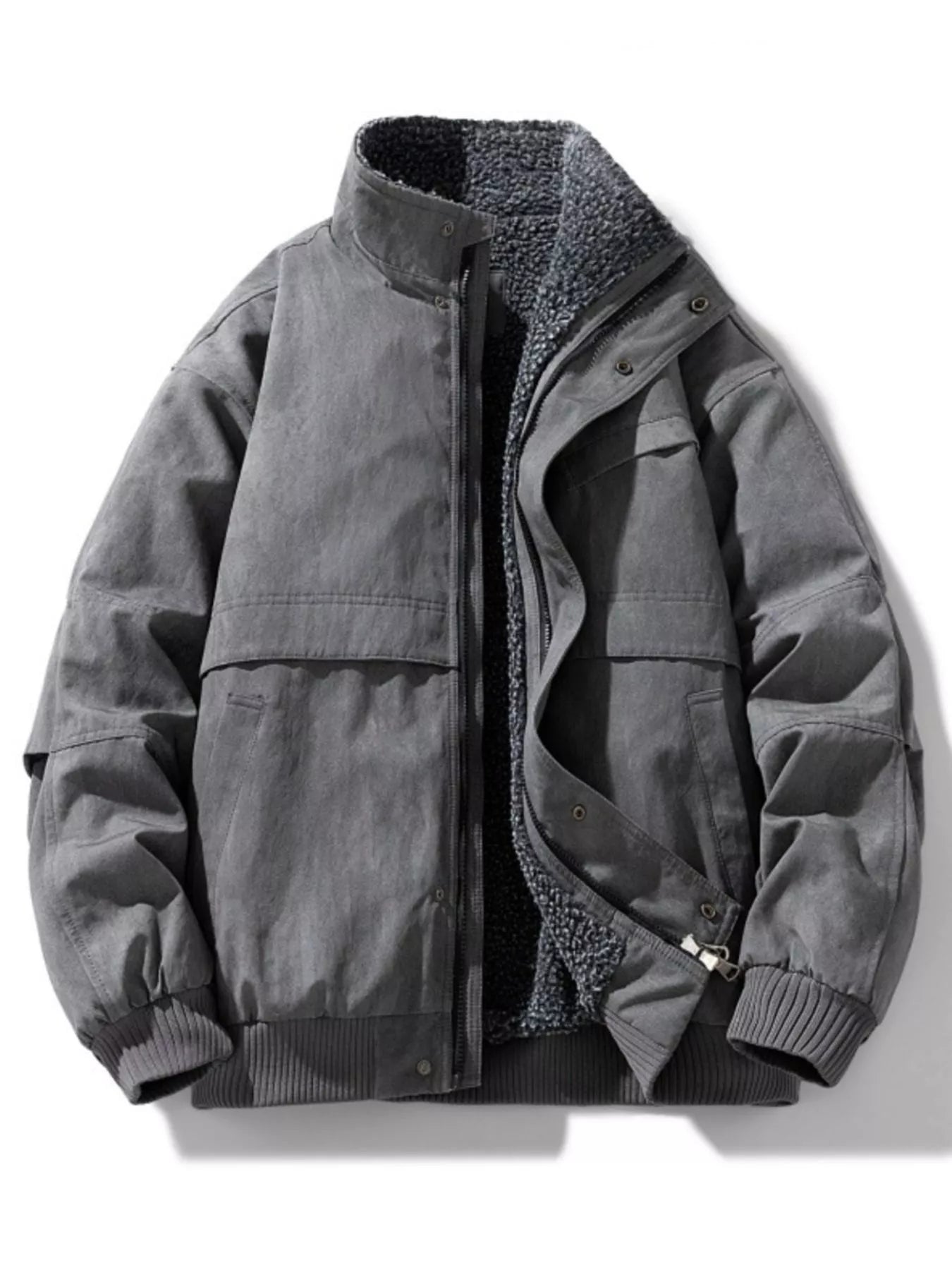Men's Large Sherpa Fleece Bomber Coat