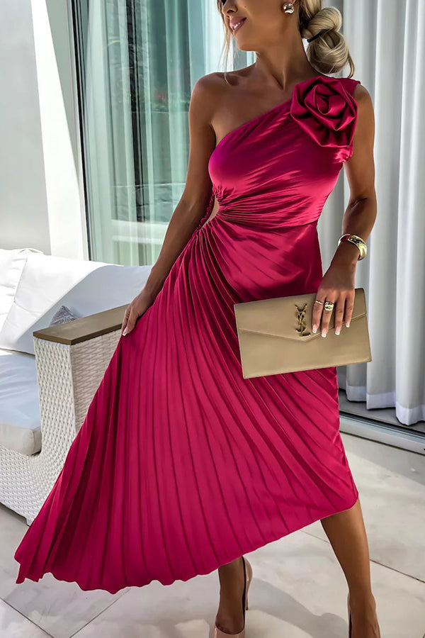 Chic Ruffled Cold Shoulder Dress - BritishElegance