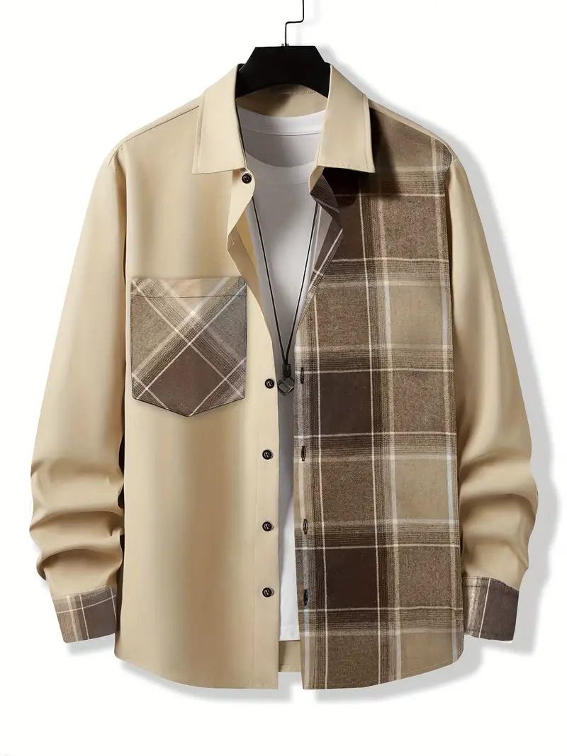 Men's long-sleeve checked button-down shirt by Joseph