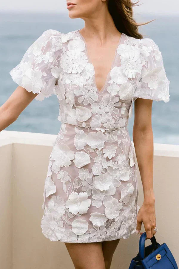Chic Little Floral Embroidered Dress - BritishElegance