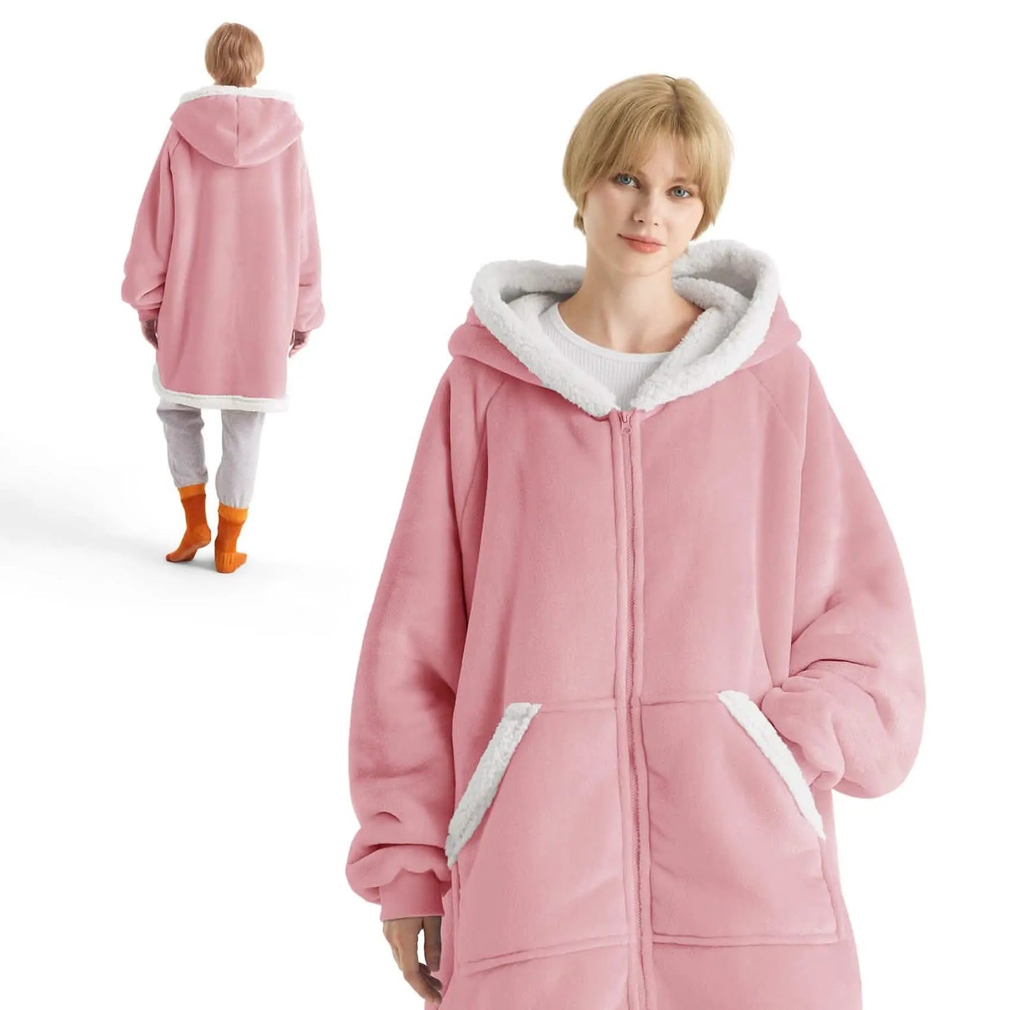 CozyHaven | Sherpa Fleece Wearable Blanket Hoodie – Zippered, Warm & Ultra-Soft