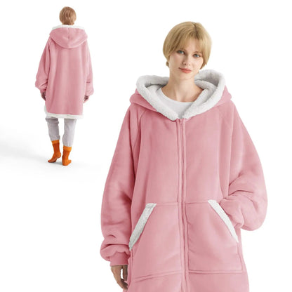 CozyHaven | Sherpa Fleece Wearable Blanket Hoodie – Zippered, Warm & Ultra-Soft