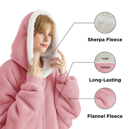 CozyHaven | Sherpa Fleece Wearable Blanket Hoodie – Zippered, Warm & Ultra-Soft