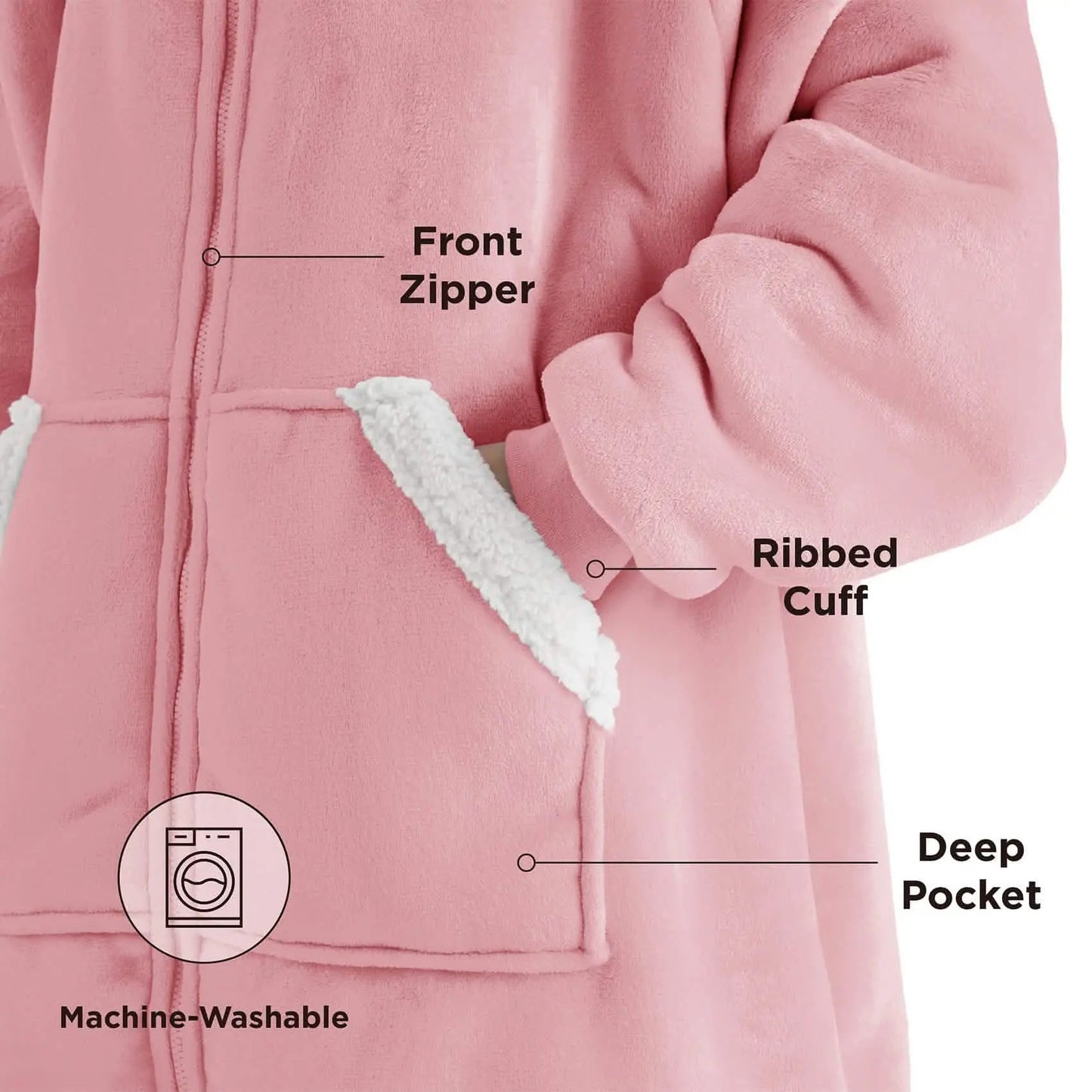 CozyHaven | Sherpa Fleece Wearable Blanket Hoodie – Zippered, Warm & Ultra-Soft
