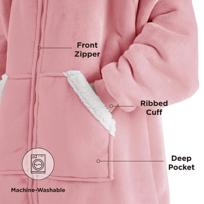 CozyHaven | Sherpa Fleece Wearable Blanket Hoodie – Zippered, Warm & Ultra-Soft