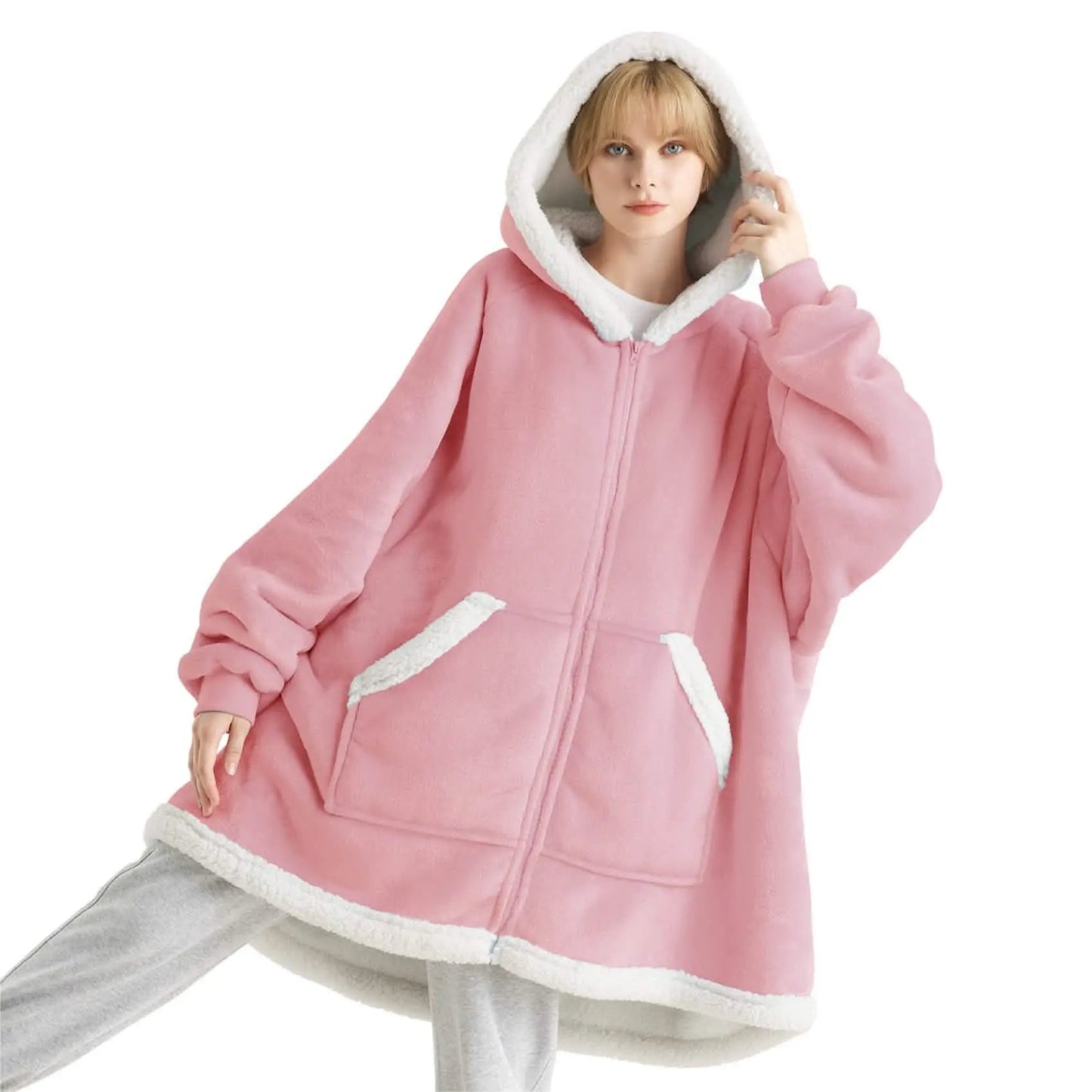 CozyHaven | Sherpa Fleece Wearable Blanket Hoodie – Zippered, Warm & Ultra-Soft