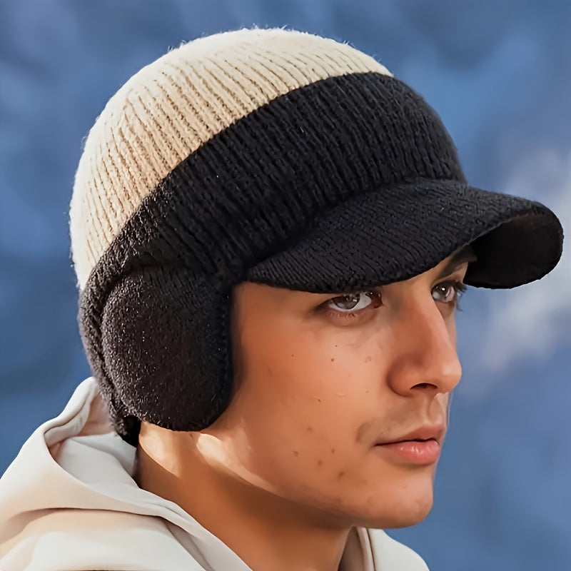 Men’s Winter Beanie with Ear Flaps – Warm Knit Outdoor Hat