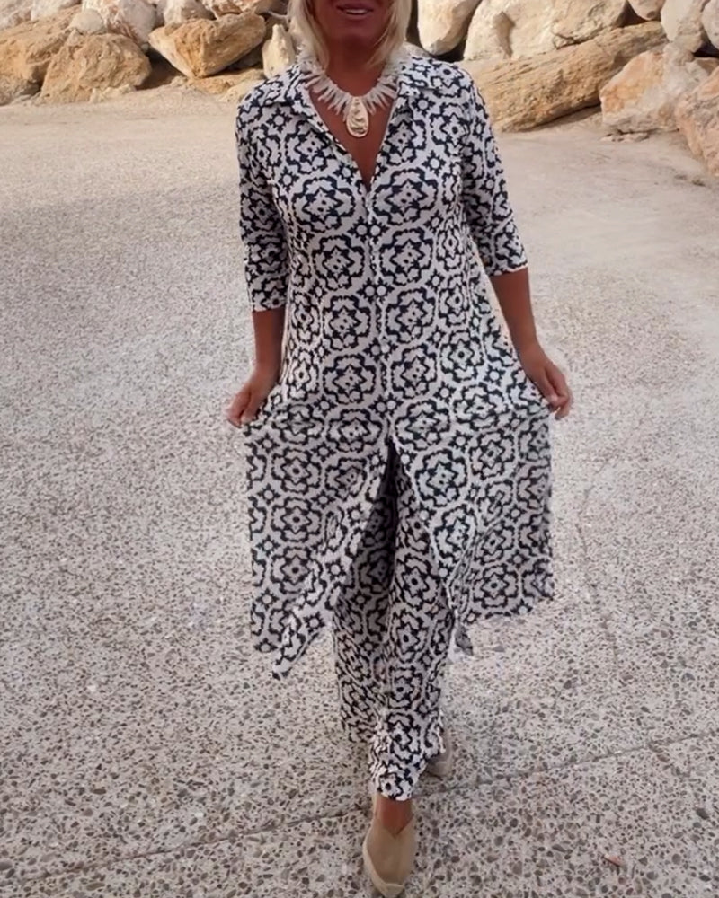 Chic Floral 2-Piece Outfit for Women - BritishElegance