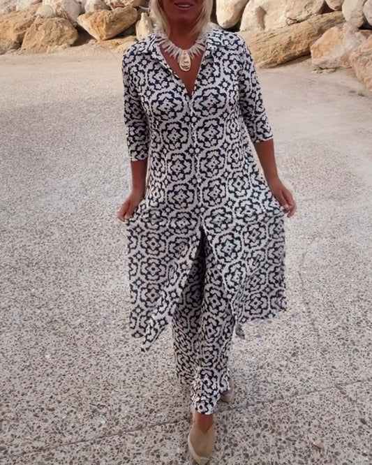 Chic Floral 2-Piece Outfit for Women - BritishElegance