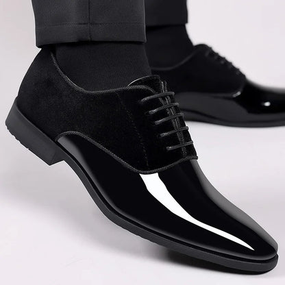 Men’s Velvet Patent Lace Up Dress Shoes